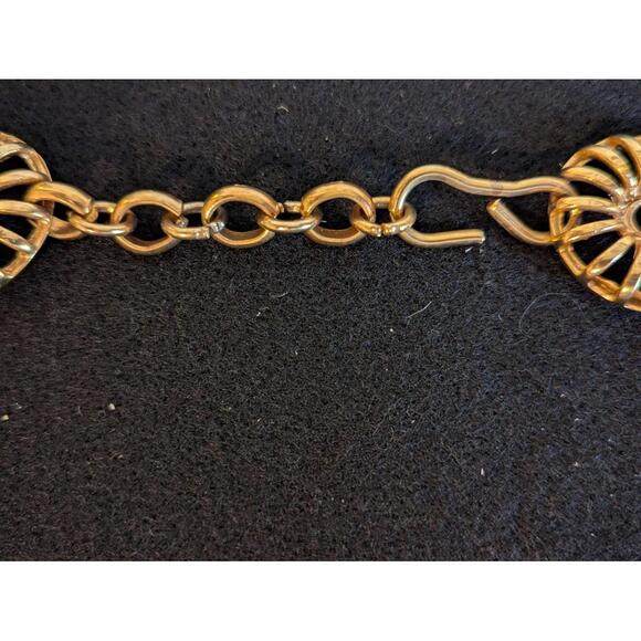 Vintage Necklace Womens 17 Inch Gold Tone Circle Hook Closure Statement Elegant - Picture 2 of 11